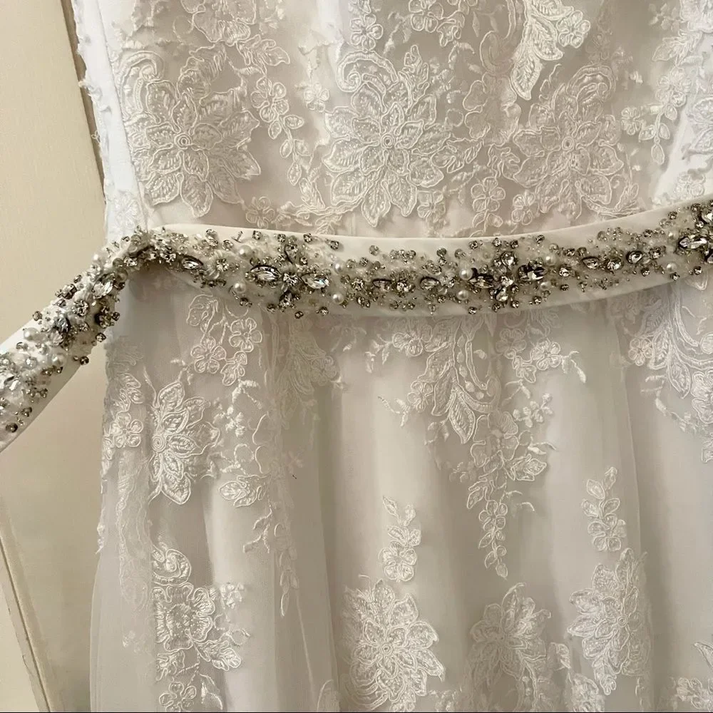 Mori Lee Wedding Dress 5370 Lace Embroidered Sash - Picture 11 of 12